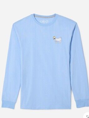 GOAT USA OG Long Sleeve Tee Light Blue Small Crown Goat Logo Comfort Colors